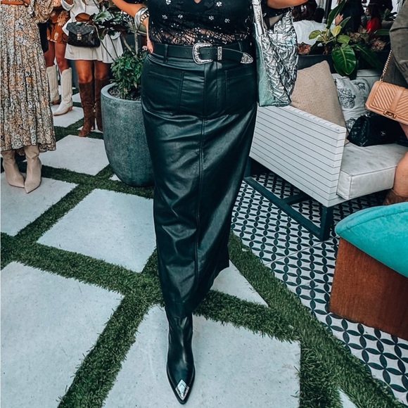 Anthropologie The Colette Maxi Skirt by Maeve: Faux-Leather Edition in Black XL - Picture 2 of 6